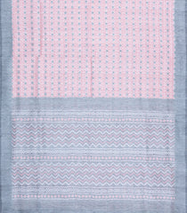 Light Peach Handloom Pochampally Ikat Silk Saree With Tie & Dye Motifs -IK0429