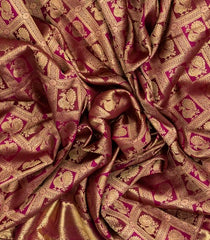 Gold Handloom Silk Saree With Annam Motifs & Hand Embroidered Selvage-EN1721