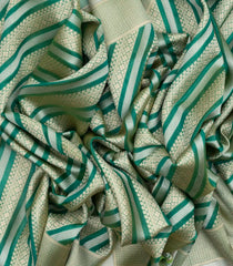 Aquamarine Handloom Organza Satin Soft Silk Saree With Diagonal Floral Motifs-SO4140