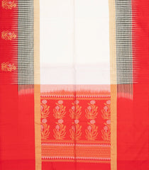 Off White Handloom Soft Silk Saree With Contrast Checked Border-SO4282