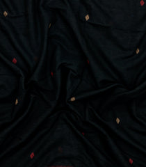 Black Handloom Bengal Cotton Saree With Buttas & Temple Border-BG1975