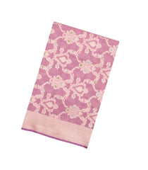 Dusty Pink Handloon Banarasi Silk Saree With Meena Floral Zari Motifs-BE1931