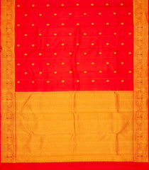 Red Handloom Kanchipuram Silk Saree With Floral Buttas-KA12712