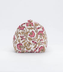 Off White Cotton Bagru Printed Toiletry Bag With Zipper-ACS1083