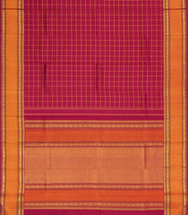 Crimson Handloom Kanchipuram Silk Saree With Zari Checks-KA15707