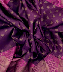 Magenta Handloom Kanchipuram Silk Saree With Lotus & Princess Motifs-KA14576