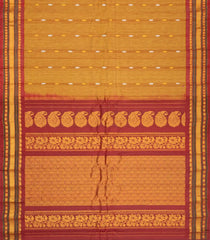 Mustard Handloom Gadwal Silk Cotton Saree With Buttas-GA0184