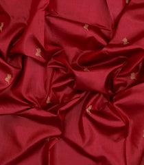 Red Woven Tussar Silk Saree With Floral Motifs-TU3262