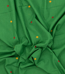 Light Green Handloom Bengal Cotton Saree With Meena Buttas-BG1773