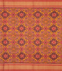 Maroon Handloom Rajkot Patola Silk Saree With Ikat Floral Motifs-IK0478