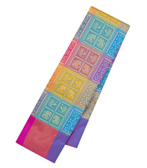 Multi Color Woven Kanchipuram Silk Saree With Bomkai Motifs-KA14970