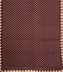 Dark Brown Printed Jaipur Cotton Saree With Diamond Motifs-JC1905