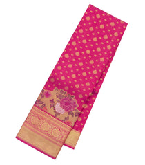 Pink Handloom Korvai Kanchipuram Silk Saree With Meena Floral Border-KA15811
