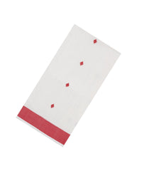 White Handloom Bengal Cotton Saree With Diamond Buttas-BG1573