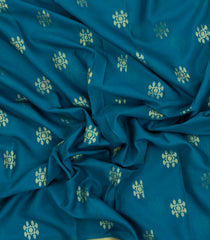 Cyan Woven Mysore Silk Saree With Buttas & Contrast Border-MS3497