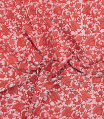 Peach Printed Jaipur Cotton Saree With Floral Motifs-JC1617