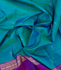 Cyan Handloom Kanchipuram Silk Saree With Jasmine Bud Buttas-KA13467
