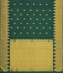 Dark Green Handloom Kanchipuram Silk Saree With Mango Buttas-KA15785