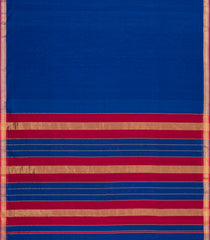 Blue Handloom Maheswari Silk Cotton Saree With Zari Border-SC4155