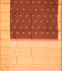 Brown Handloom Korvai Kanchipuram Silk Saree With Floral Zari Buttas-KA12964