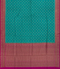 Cyan Handloom Tussar Silk Saree With Floral Motifs-Cyan