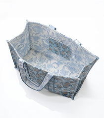 Light Blue Bagru Printed Handmade Cotton Quilted Tote Bag-ACS1023