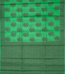 Green Woven Tussar Silk Saree With Floral Buttas-TU2976