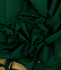 Dark Green Handloom Kanchi Cotton Saree With Kamalam Buttas-KC1759