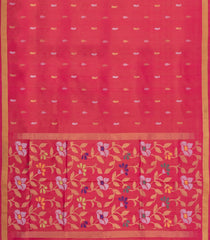 Crimson Handloom Uppada Silk Saree With Meena Buttas-UP0421