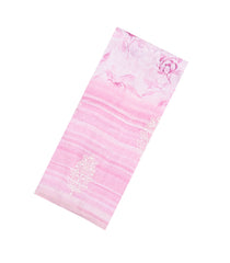 Pink Handloom Linen Saree With Printed & Embroidered Floral Motifs-LI0776