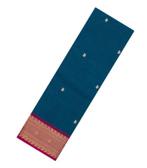 Blue Woven Chettinad Cotton Saree With Buttas & Contrast Border-CN1830