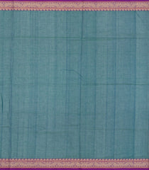 Sea Green Handloom Village Cotton Saree With Checks & Buttas-VC1662