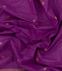 Purple Handloom Kanchi Cotton Saree With Annam Chakaram Buttas-KC1569