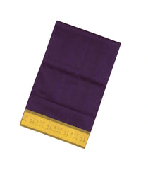 Dark Violet Handloom 9 Yards Silk Cotton Saree With Contrast Pallu-SC3745