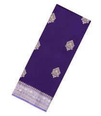 Dark Purple Woven Banarasi Poona Silk Saree With Zari Buttas & Contrast Border-BP1029