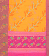 Mango Yellow Printed Art Tussar Saree With Zari Border-BL5008