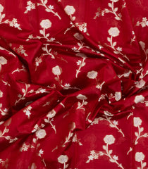 Red Woven Dupion Silk Saree With Floral Buttas-DS0561