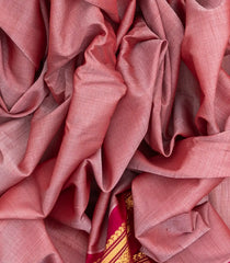 Dusty Pink Handloom Gadwal Silk Cotton Saree With Contrast Border-GA0170