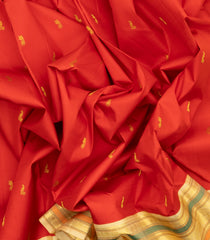 Red Handloom Korvai Kanchipuram Silk Saree With Buttas-KA12816