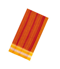 Mustard & Red Handwoven Bengal Cotton Saree With Stripes-BG1474