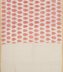 Off White Handloom Chanderi Cotton Saree With Printed Floral Motifs-CC1253