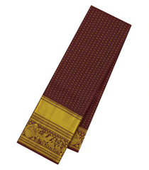 Dark Brown Handloom Kanchipuram Silk Saree With Zari Motifs-KA16337