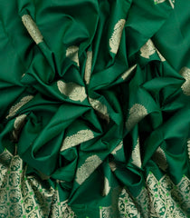Dark Green Handloom Kanchipuram Silk Saree With Mango Butats-KA12433