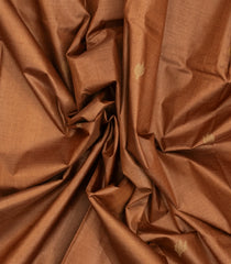 Brown Woven Tussar Silk Saree With Mango Motifs & Zari Border-TU3529