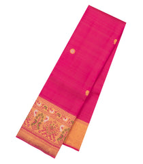 Pink Handloom Korvai Kanchipuram Silk Saree With Meena Border-KA16729