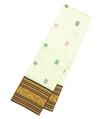Light Green Handloom Korvai Kanchipuram Silk Saree With Silk Buttas-KA15900