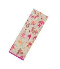 Taupe Printed Crepe Silk Saree With Floral Motifs-PS0898