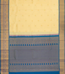Sandal Korvai Handloom Kanchipuram Silk Saree With Cyan Border-KA14214