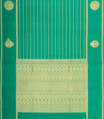Aquamarine Handloom Silk Cotton Saree With Veldhari Stripes-SC4595