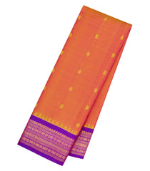Orange Handloom Gadwal Silk Saree With Buttas & Contrast Temple Border-GA0296